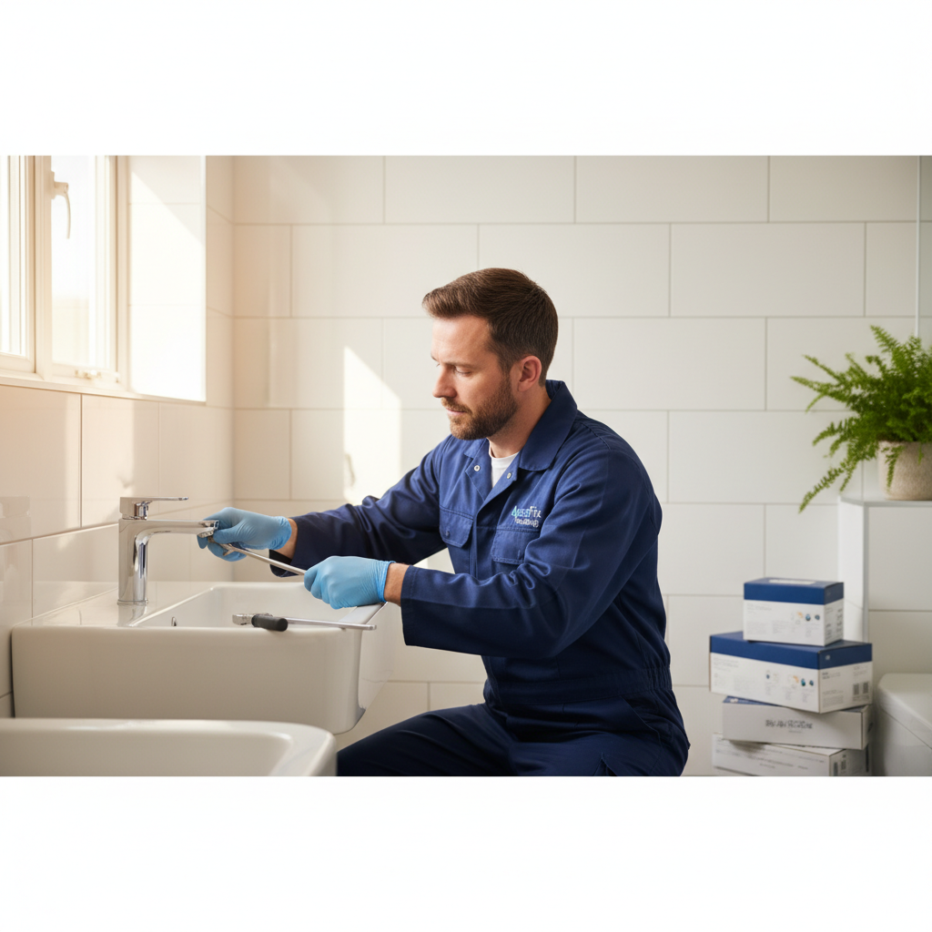 Professional plumber installing bathroom fixtures in Bexhill-on-Sea
